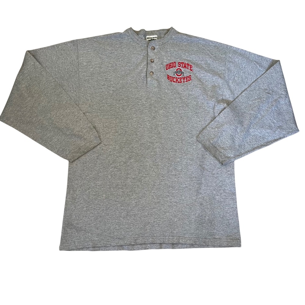 VTG 90s Ohio State Buckeyes Mens M Henley Shirt Briar‎ Creek Sporty Embroidered